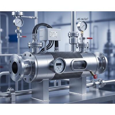 High Watt Density Inline Chemical Heater With 45 W/in² 50 GPM Flow Rate And 5000 PSI Pressure Rating