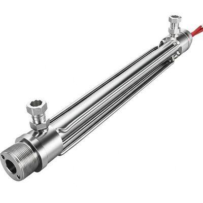 Stainless Steel Inline Chemical Heater Featuring Threaded Mounting Options Designed for Industrial Heating and Precise Temperature Management